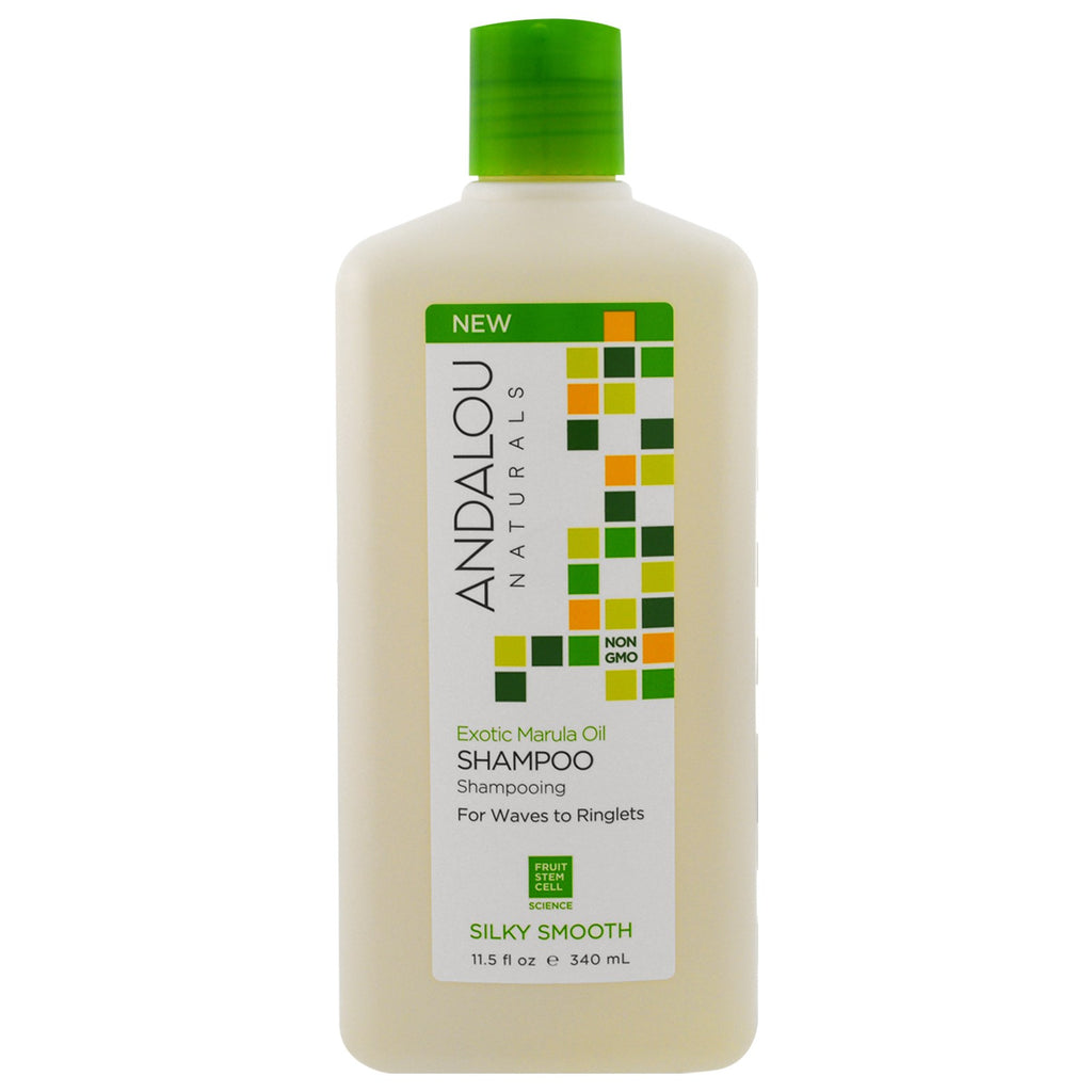Andalou Naturals, Shampoo, seidig glatt, für Wellen bis Locken, exotisches Marulaöl, 11,5 fl oz (340 ml)