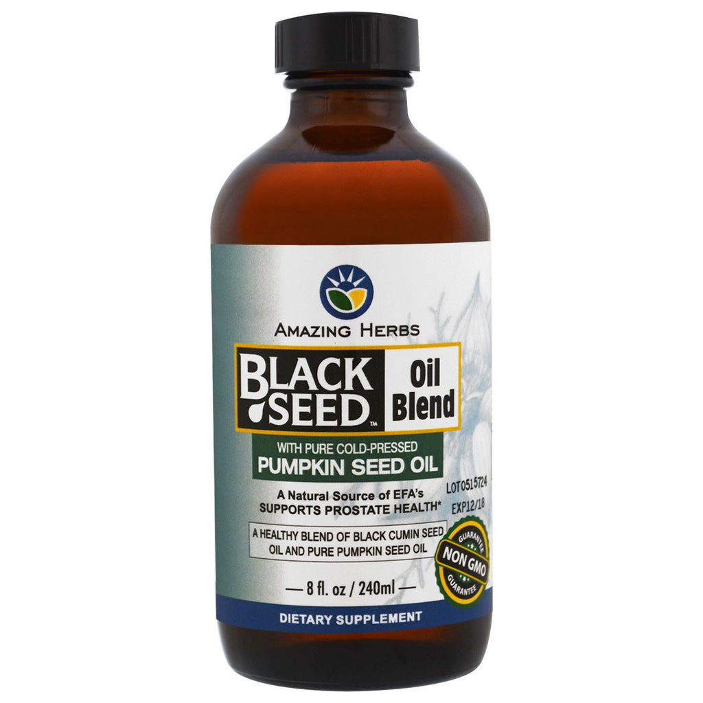 Amazing Herbs, Mélange d'huile de graines noires avec de l'huile de graines de citrouille pure pressée à froid, 8 fl oz (240 ml)