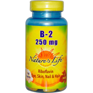 Nature's Life, B-2 Riboflavine, 250 mg, 100 tabletten