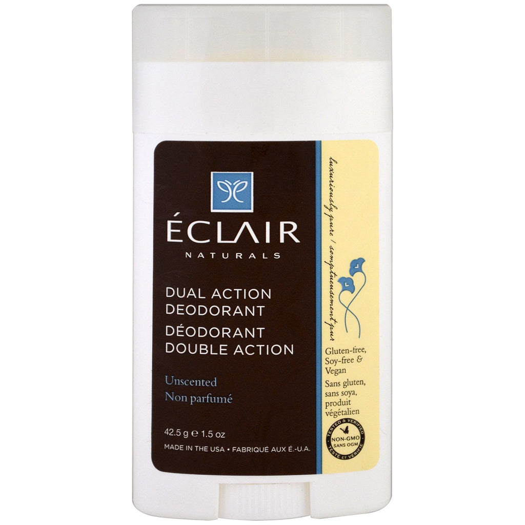 Eclair Naturals, Dual Action deodorant, uparfymert, 1,5 oz (42,5 g)