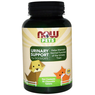 Now Foods, mascotas, apoyo urinario, para perros/gatos, 90 comprimidos masticables