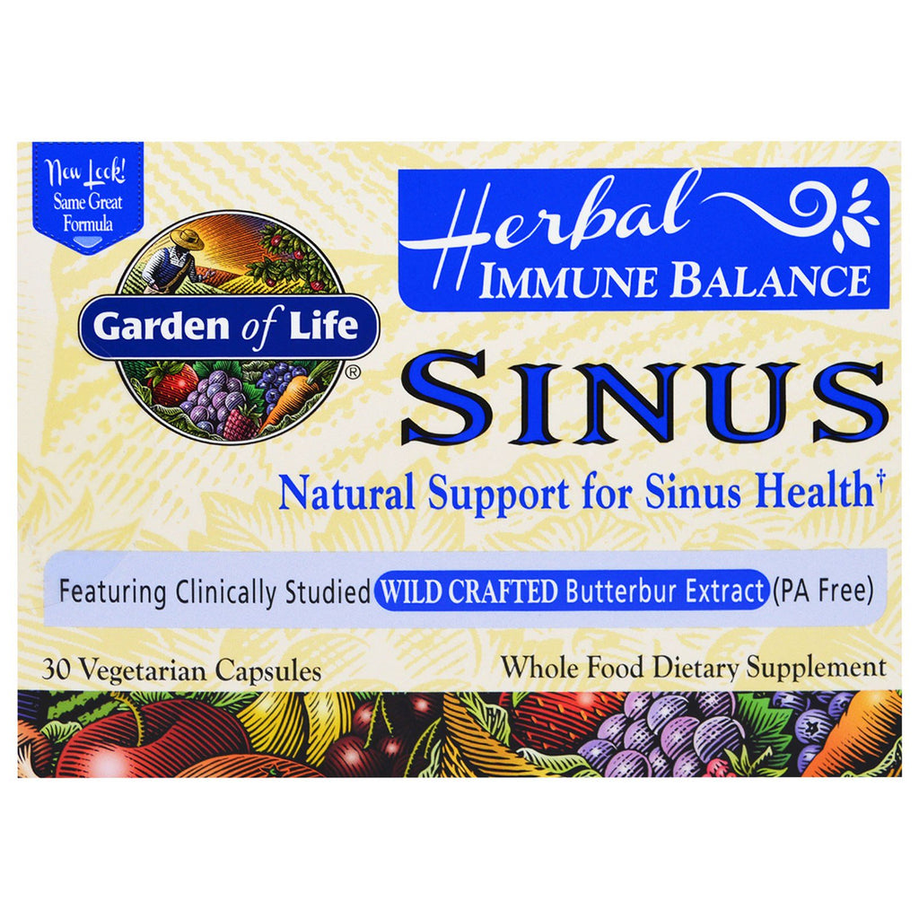 Garden of Life, توازن المناعة العشبي، للجيوب الأنفية، 30 كبسولة نباتية