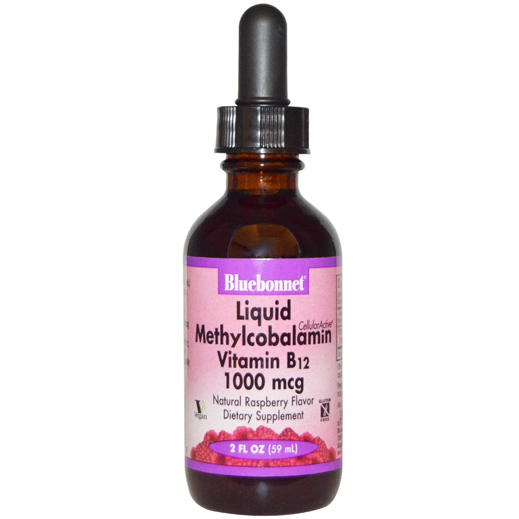 Bluebonnet Nutrition, Liquid Methylcobalamin Vitamin B12, Natural Raspberry Flavor, 1000 mcg, 2 fl oz (59 ml)