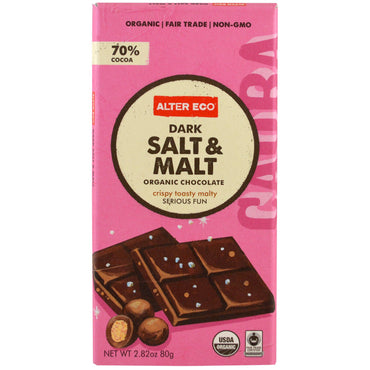 Alter Eco, choklad, mörkt salt och malt, 2,82 oz (80 g)