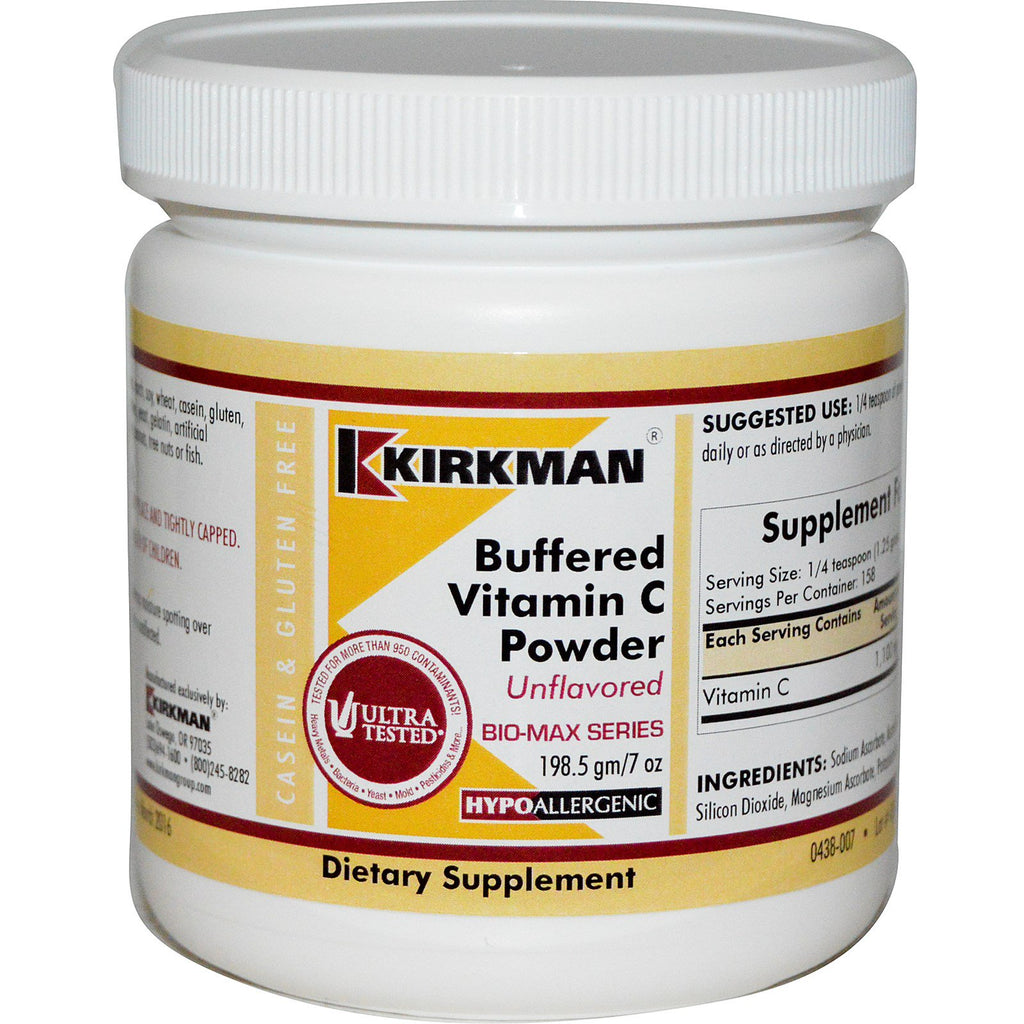 Kirkman Labs, Buforowana witamina C w proszku, bez smaku, 7 uncji (198,5 g)