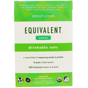 Sprout Living, Equivalent, Drinkable Oats, Matcha, 8 Packets, 1.7 oz (48.5 g) Each