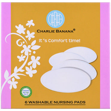 Charlie Banana, Washable Nursing Pads, White, 6 Pads