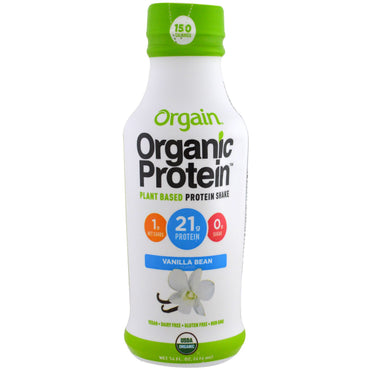 Orgain, Shake de Proteína à Base de Plantas, Sabor de Feijão Baunilha, 414 ml (14 fl oz)