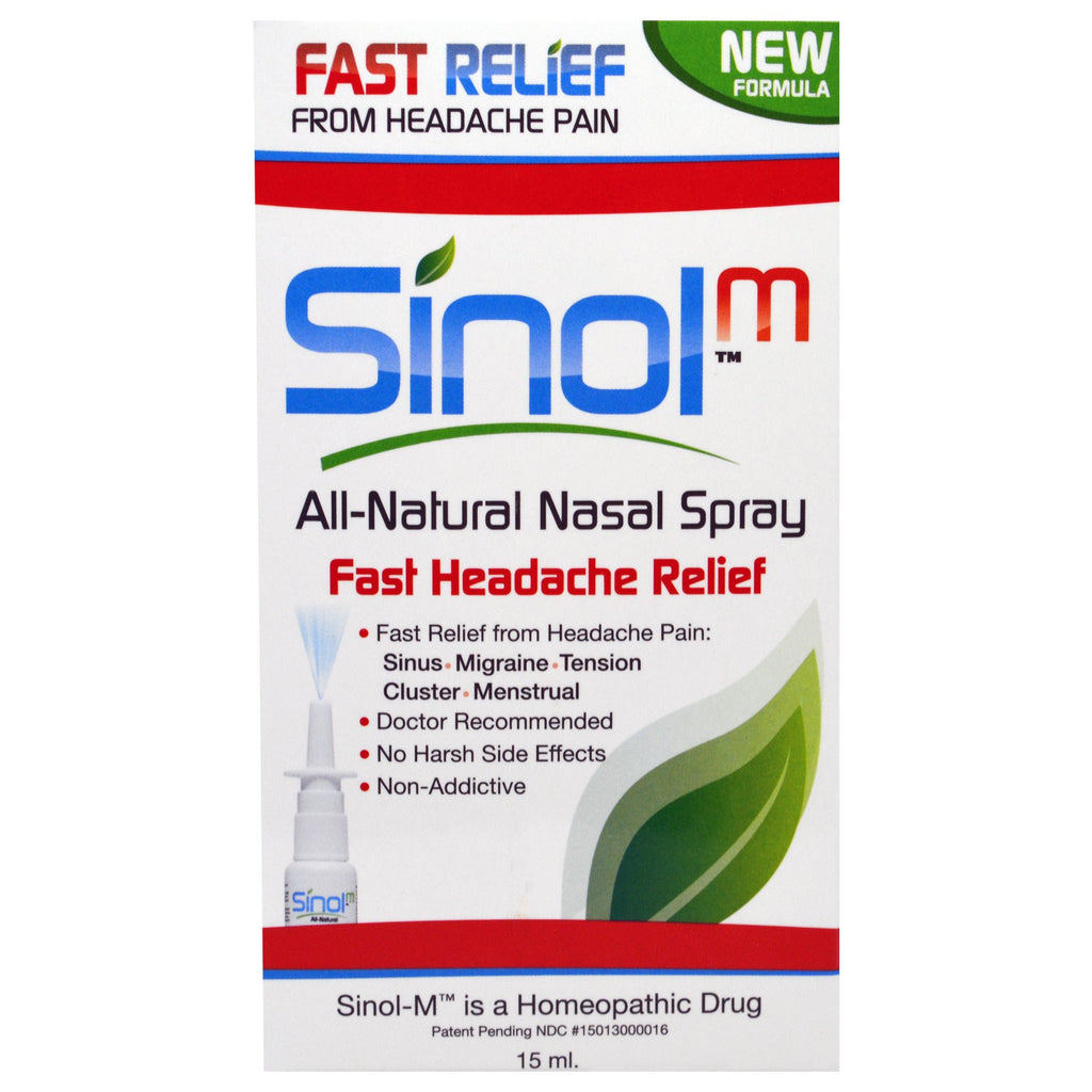 Sinol, SinolM、オールナチュラル点鼻スプレー、即効性頭痛軽減、15 ml