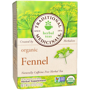 Traditional Medicinals, Herbal Teas,  Fennel Tea, Naturally Caffeine Free, 16 Wrapped Tea Bags, 1.13 oz (32 g)
