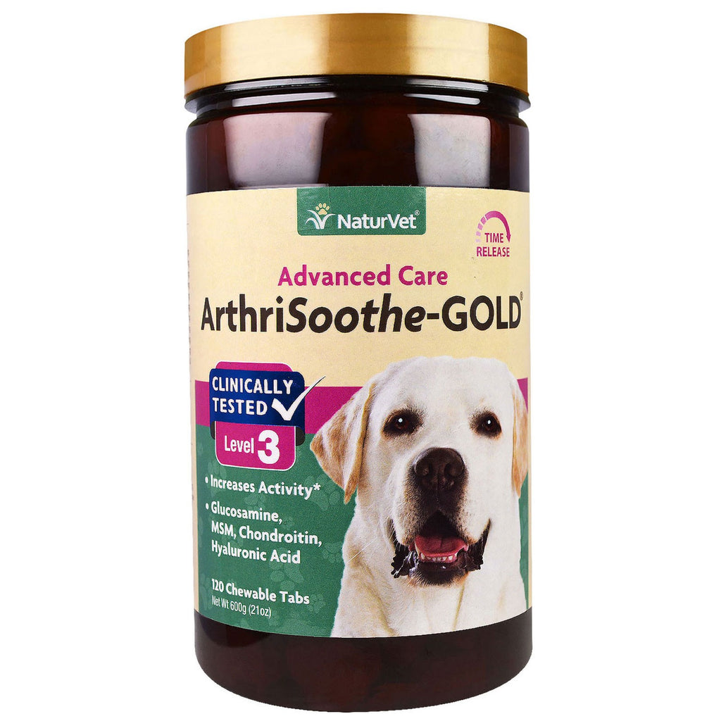 NaturVet, ArthriSoothe-GOLD, Advanced Care, poziom 3, 120 tabletek do żucia, 21 uncji (600 g)