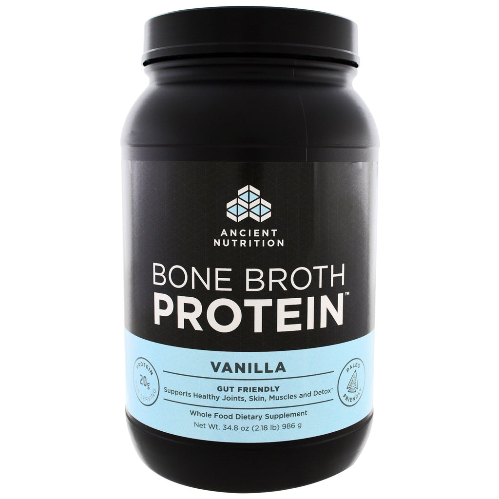 Dr. Axe / Ancient Nutrition, Protéine de bouillon d'os, Vanille, 34,8 oz (986 g)