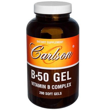 Carlson Labs, gel bâ€¢50, complexo de vitamina B, 200 cápsulas moles