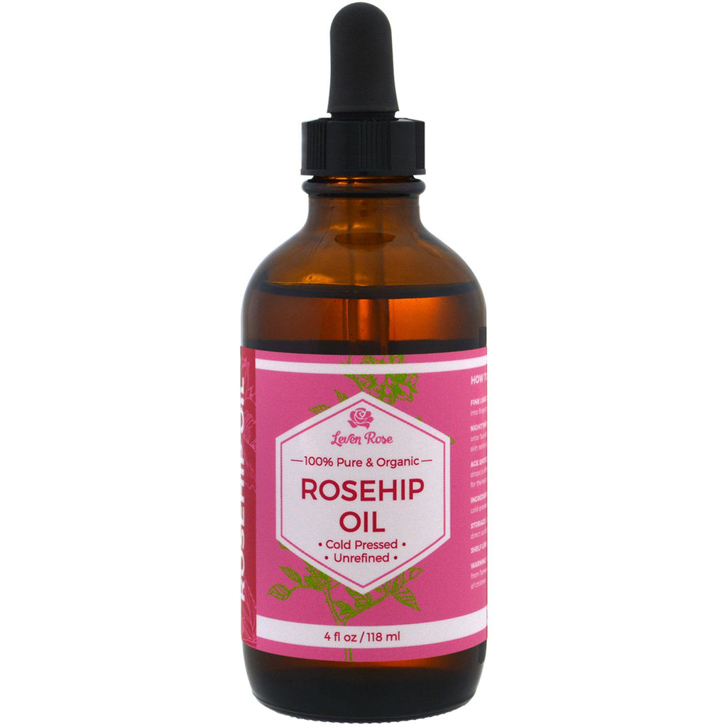 Leven Rose, olio puro al 100% e rosa canina, 4 fl oz (118 ml)