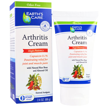 Earth's Care, Crème contre l'arthrite, 2,4 oz (68 g)