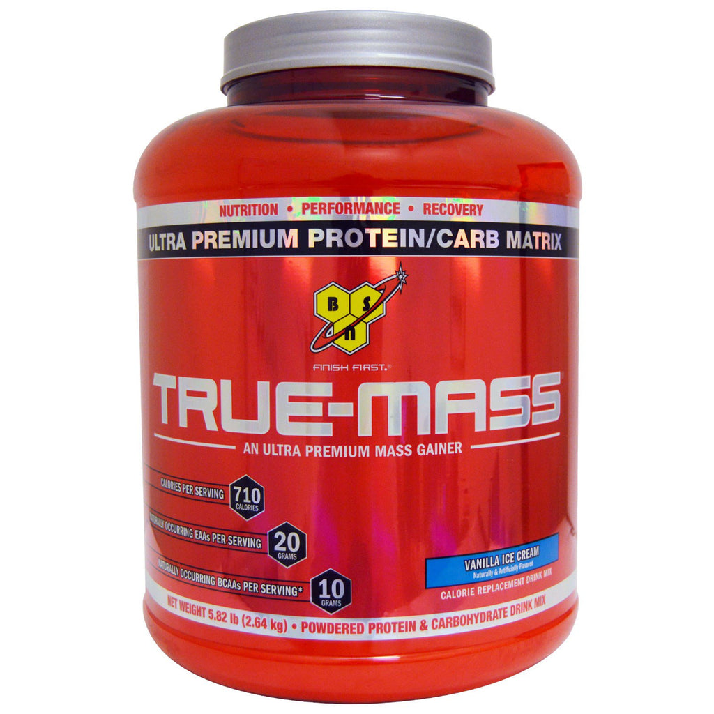 BSN, True Mass, Ultra Premium Protein/Carb Matrix, Vaniljglass, 5,82 lbs (2,64 kg)