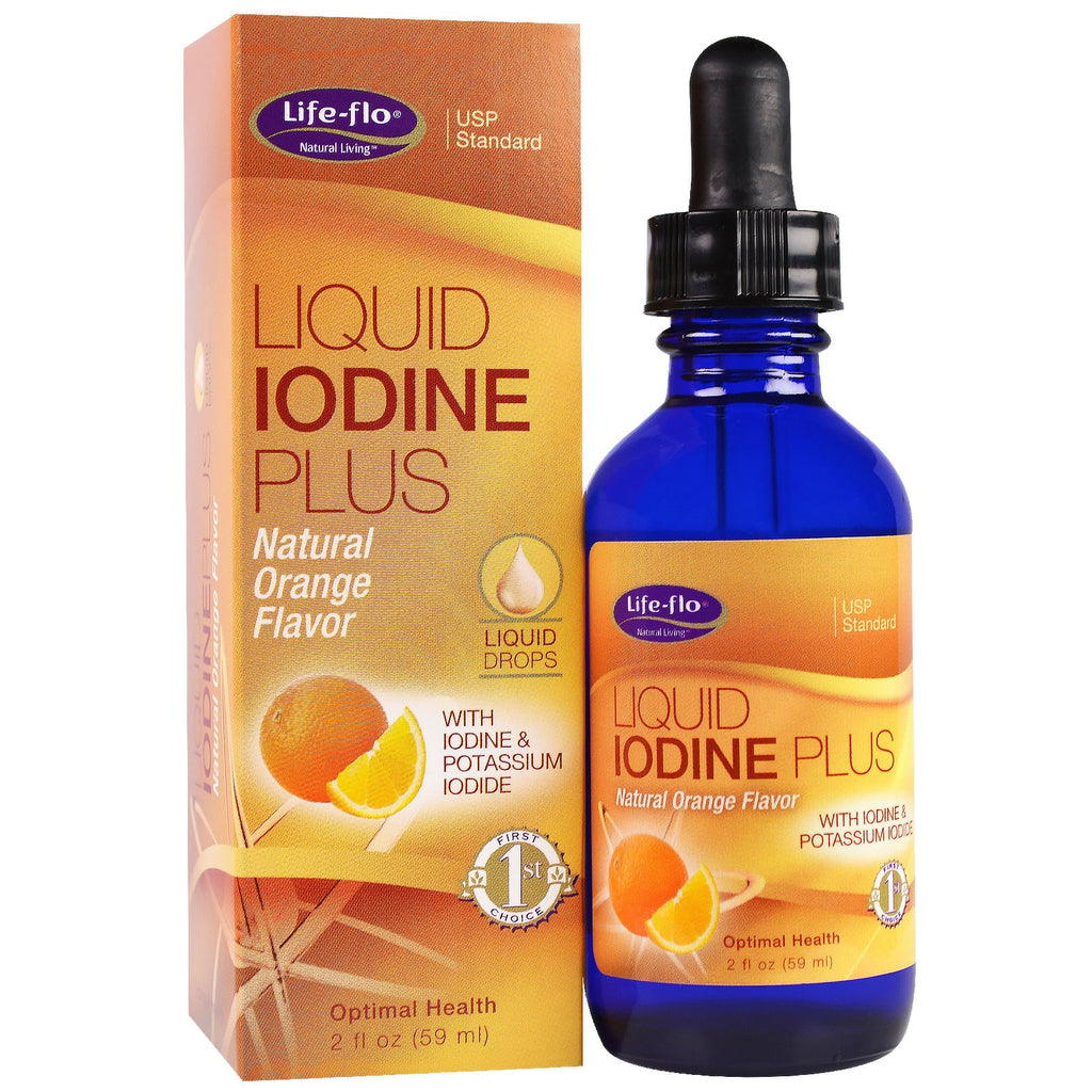 Life Flo Health, Liquid Iodine Plus Liquid Drops, รสส้มธรรมชาติ, 2 ออนซ์ (59 มล.)