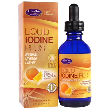 Life Flo Health, Liquid Iodine Plus Liquid Drops, Natural Orange Flavor, 2 fl oz (59 ml)