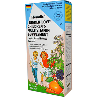 Flora, Floradix, Kinder Love, 어린이 종합 비타민 보충제, 500ml(17fl oz)