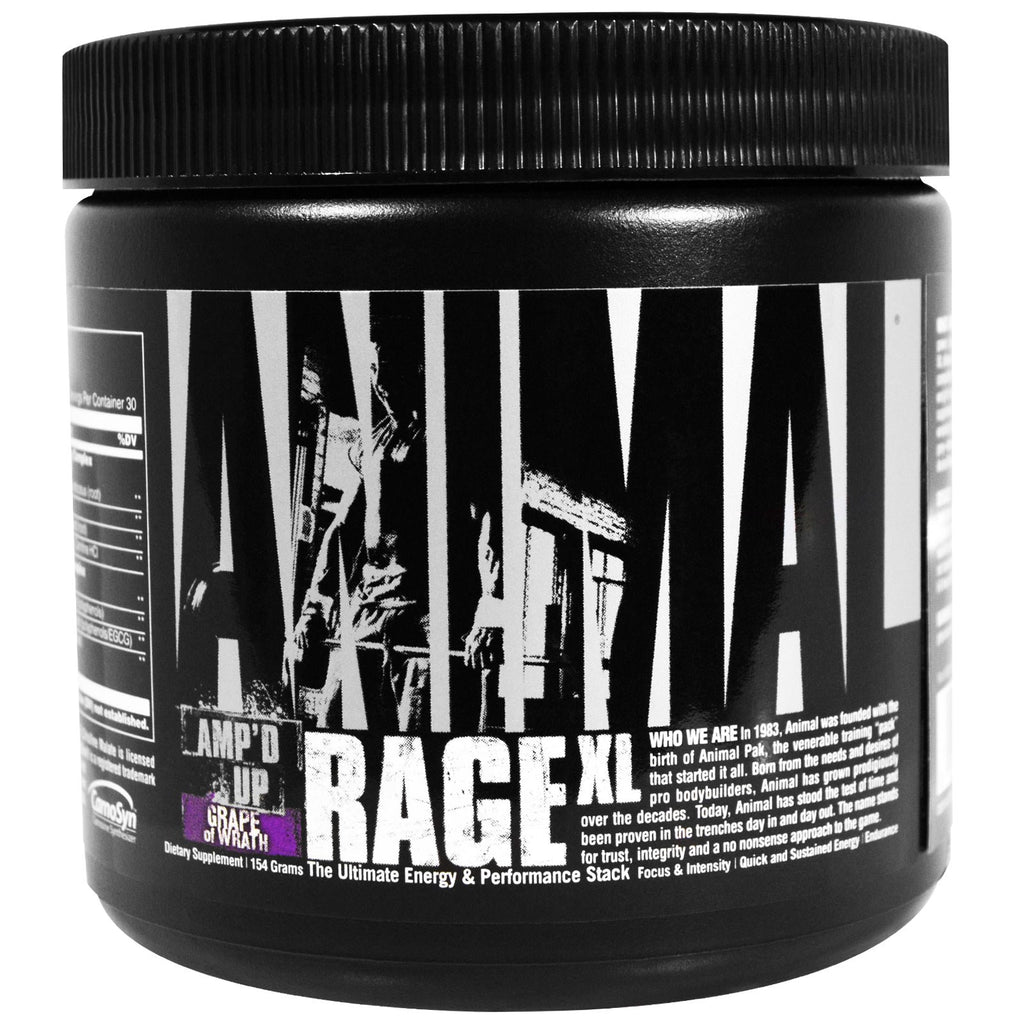 Universal Nutrition, Animal Rage XL, Amp'd Up, องุ่นแห่งความโกรธเกรี้ยว, 154 g