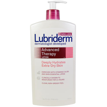 Lubriderm, Advanced Therapy Lotion, dypt-hydrerer ekstra tørr hud, 24 fl oz. (709 ml)