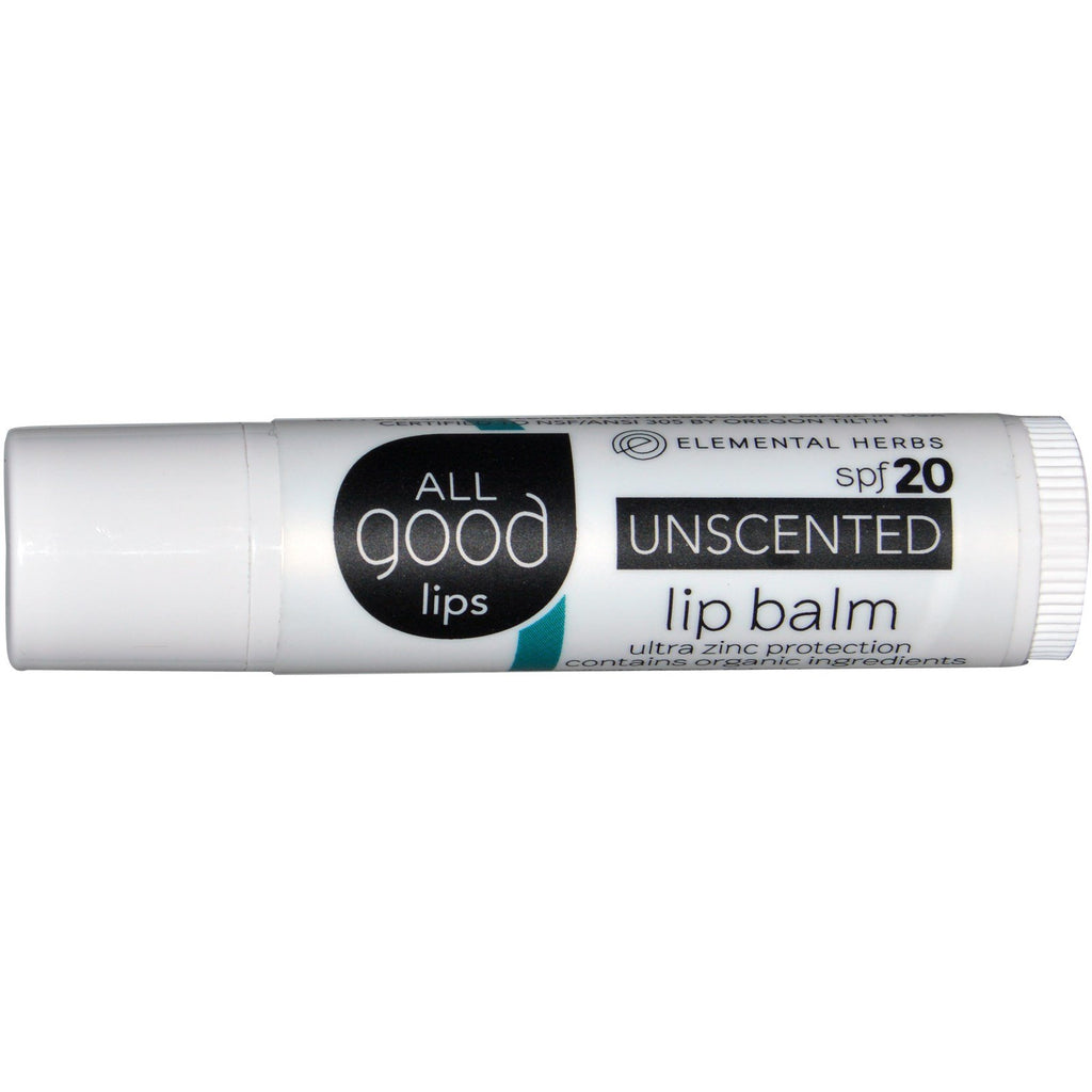 All Good Products, All Good Lips, Lippenbalsem, SPF 20, ongeparfumeerd, 4,25 g