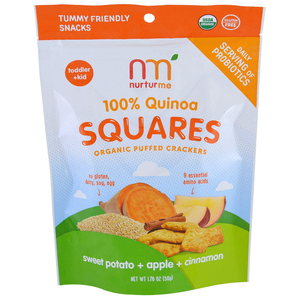 NurturMe 100 % Quinoa Squares Toddler + Kid sötpotatis + äpple + kanel 1,76 oz (50 g)
