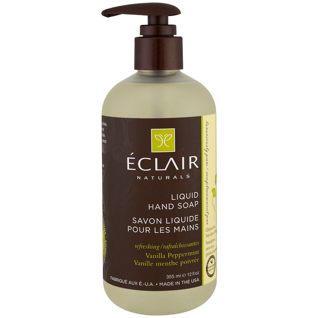 Eclair Naturals, flytande handtvål, vaniljpepparmynta, 12 fl oz (355 ml)