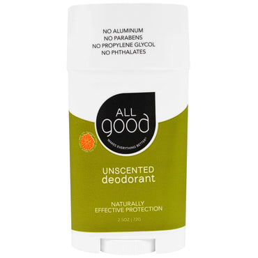 All Good Products, All Good, Deodorant, Unscented, 2.5 oz (72 g)