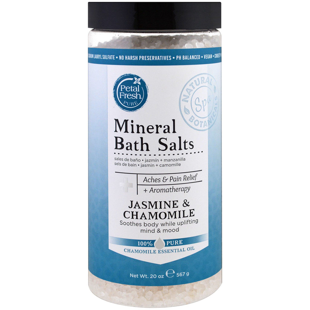 Petal Fresh, czysta, mineralna sól do kąpieli, jaśmin i rumianek, 20 uncji (567 g)