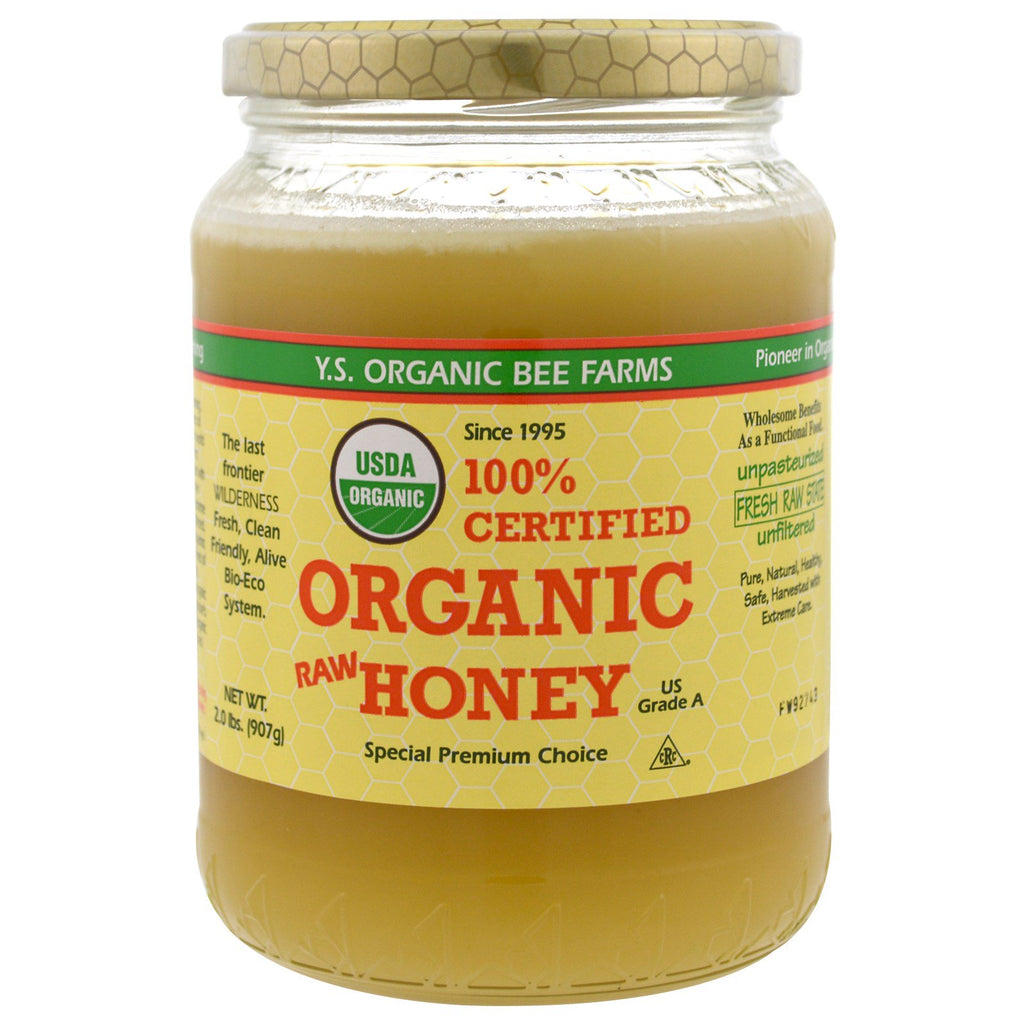 YS Eco Bee Farms, น้ำผึ้งดิบที่ผ่านการรับรอง 100%, 2.0 ปอนด์ (907 กรัม)