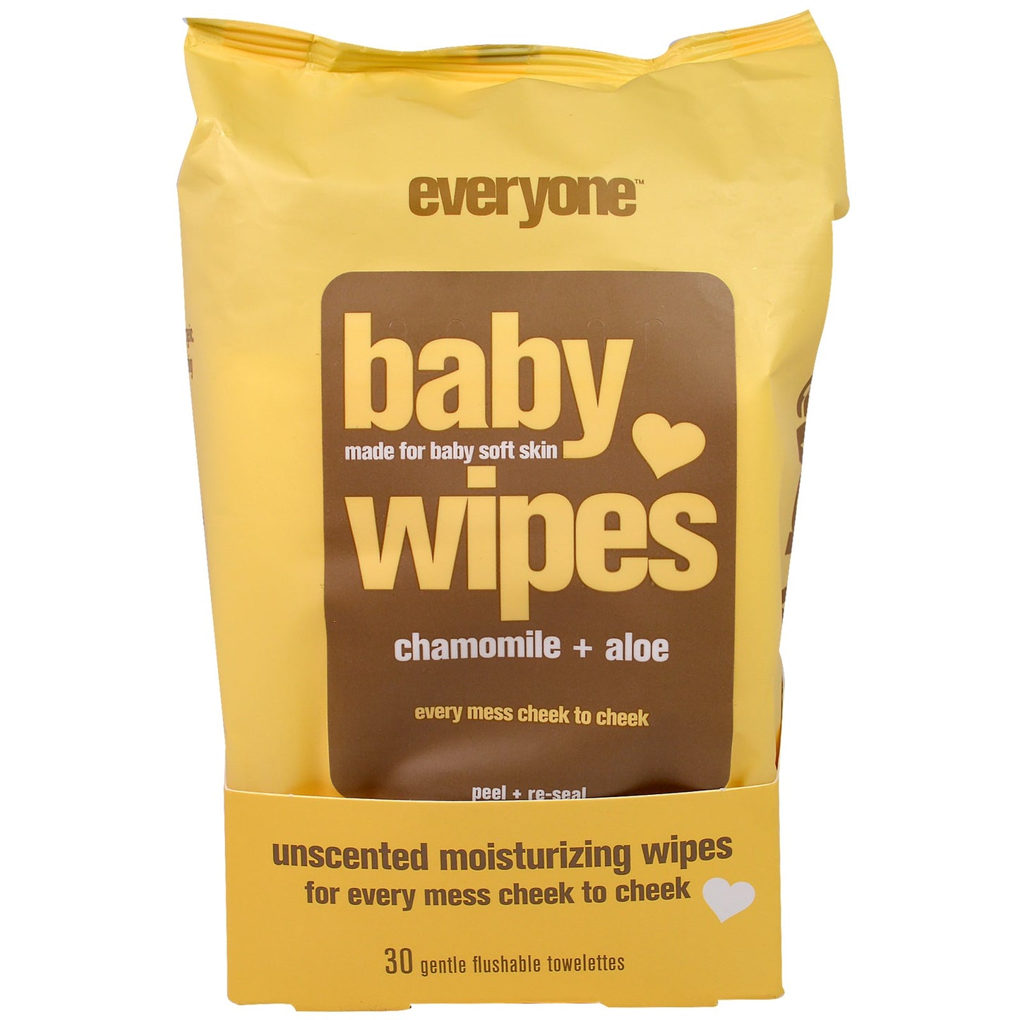 Everyone, Baby Wipes, Chamomile Plus Aloe, 30 Gentle Flushable Towelettes