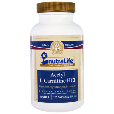 NutraLife, 아세틸 L-카르니틴 HCI, 500 mg, 120 캡슐