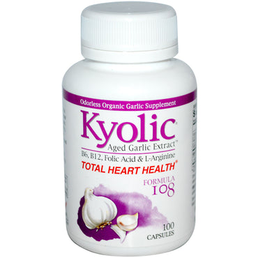 Wakunaga - kyolic, salud total del corazón, fórmula 108, 100 cápsulas