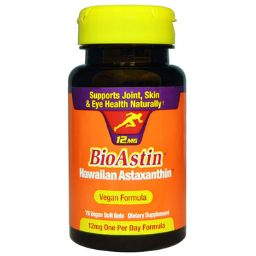 Nutrex Hawaii, BioAstin, 12 mg, 75 cápsulas blandas veganas