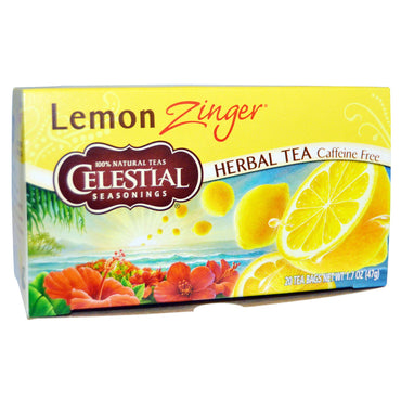 Celestial Seasonings, té de hierbas, sin cafeína, limón Zinger, 20 bolsitas de té, 1,7 oz (47 g)