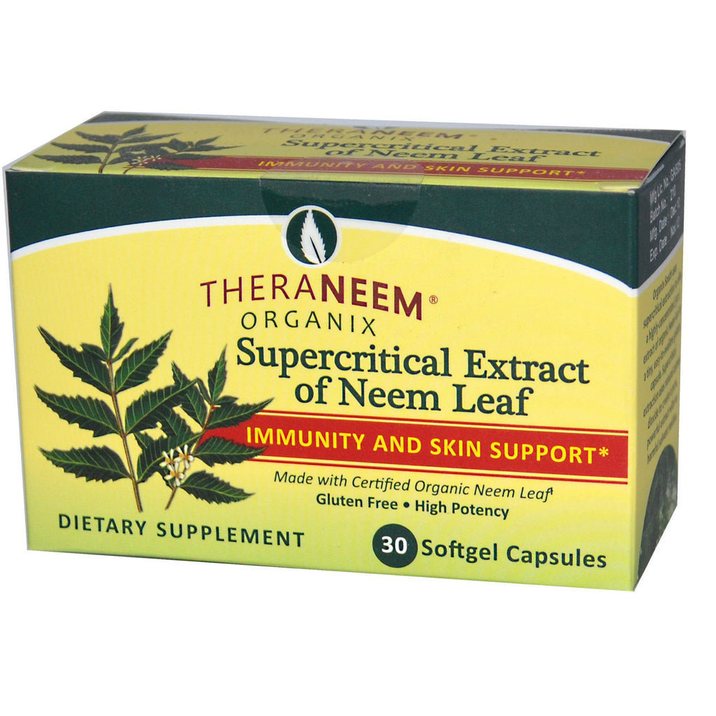 Organix South, TheraNeem Organix, superkritisk ekstrakt av neemblad, immunitet og hudstøtte, 30 Softgel-kapsler