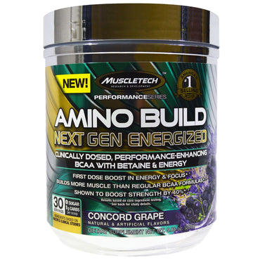 Muscletech, Amino Build Next Gen BCAA Formula With Betaine Energized, 콩코드 포도, 9.86 oz (280 g)