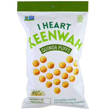 I Heart Keenwah, Quinoa Puffs, Provençaalse kruiden, 3 oz (85 g)