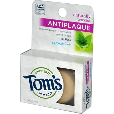 Tom's of Maine, Naturally Waxed Antiplaque Flat Floss, Spearmint, 30 m (32 yds)