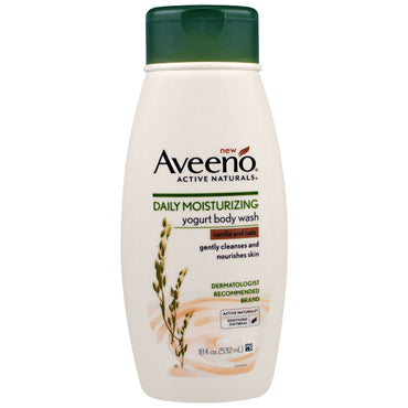 Aveeno, Active Naturals، غسول الجسم بالزبادي المرطب اليومي، الفانيليا والشوفان، 18 أونصة سائلة (532 مل)