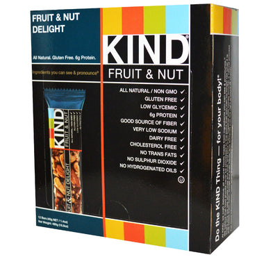 Barres KIND, barres aux fruits et aux noix KIND, délice aux fruits et aux noix, 12 barres, 1,4 oz (40 g) chacune