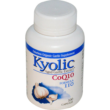 Wakunaga - extrato de alho envelhecido kyolic coq10 fórmula 110, 100 cápsulas