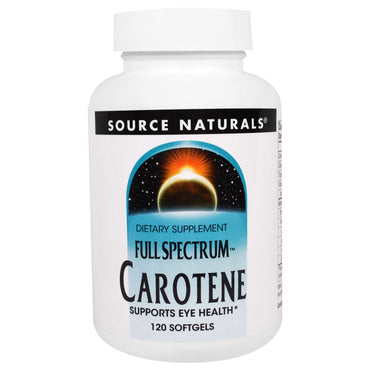 Source naturals, caroteno, espectro completo, 120 cápsulas softgel