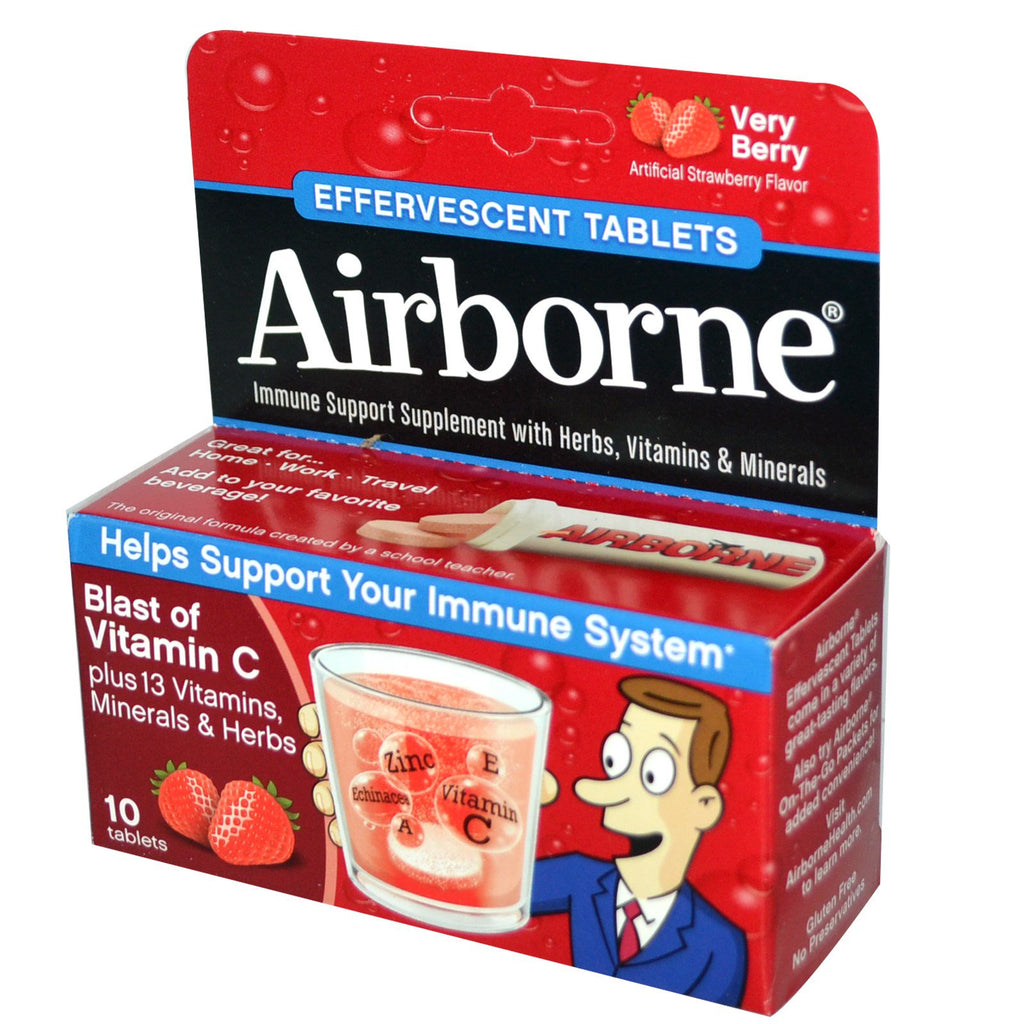 Airborne, פיצוץ של ויטמין C, Very Berry, 10 טבליות תוסס