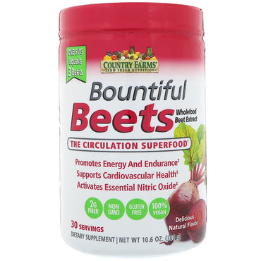 Country Farms, Bountiful Beets, The Circulation Superfood, Delicioso Sabor Natural, 300 g (10,6 oz)