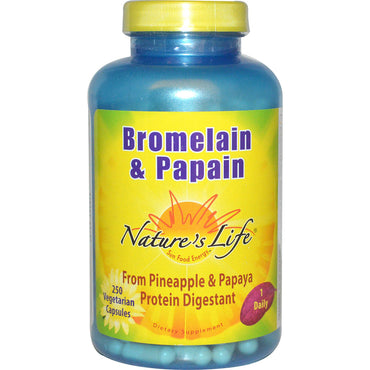 Nature's Life, bromélaïne et papaïne, 250 gélules végétariennes