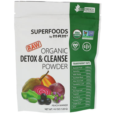 MRM, Detox & Cleanse Powder, Peach Mango, 4,2 uncji (120 g)