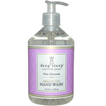 Deep Steep, Nettoyant pour les mains à l'huile d'argan, Fleur de lilas, 17,6 fl oz (520 ml)