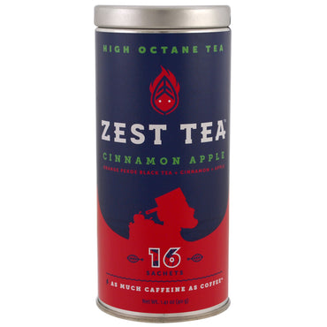 Zest Tea LLZ, شاي عالي الأوكتان، تفاح بالقرفة، 16 كيسًا، 1.41 أونصة (40 جم)